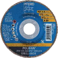 PFERD Meules-éventails  POLIFAN Ø115, grain 60 (PFF 115 Z60 PSF STEELOX) - toolster.ch