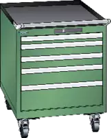 LISTA Servante mobile  27 x 36 U tiroirs 1x50, 2x75, 1x100, 1x150 H 705 vert RAL 6011 - toolster.ch