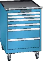 LISTA Fahrbarer Boy  27 x 36 E Schubladen 2x50, 2x75, 2x150 H 822 blau RAL 5012 - toolster.ch