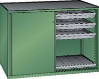 LISTA Armoire-machines  36x27U tiroirs 6x75, 2xAT H 1000 Vert réséda RAL 6011 - brwtools.ch