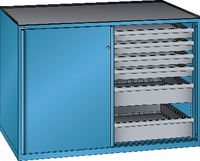 LISTA Armoire-machines  36x36U tiroirs 4x75 75kg, 4x75 200kg, 4x150 200 H 1000 Bleu clair RAL 5012 - brwtools.ch