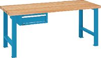 LISTA Werkbank  mit Buchenplatte und Werkbankschublade 27x36E 150 mm 1500 x 800 x 850 mm / blau RAL 5012 - toolster.ch