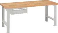 LISTA Etabli  avec plateau en hêtre et tiroir d'établi 27x36E 150 mm 1500 x 800 x 850 mm / gris RAL 7035 - toolster.ch