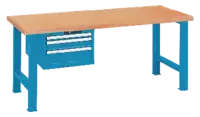 LISTA Werkbank  mit Multiplexplatte und Schubladenschrank 27x36E 50, 100, 150 1500 x 750 x 840 mm / blau RAL 5012 - toolster.ch