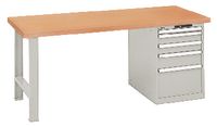 LISTA Werkbank  mit Multiplexplatte und Schubladenschrank 27x36E 2000 x 750 x 840 mm / grau RAL 7035 - toolster.ch