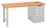 LISTA Werkbank  mit Multiplexplatte und Schubladenschrank 27x36E 2000 x 750 x 840 mm / grau RAL 7035 - toolster.ch