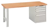 LISTA Werkbank  mit Multiplexplatte und Schubladenschrank 27x36E 2x100, 200, 300 1500 x 750 x 840 mm / grau RAL 7035 - toolster.ch