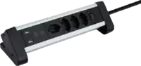 SCHÖNENBERGER Tisch-Steckdosenleiste Alu 4x T13, 1x USB-C  2x USB silber/schwarz - toolster.ch
