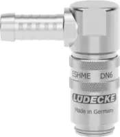 LUEDECKE Schnellverschlusskupplung Form H / INOX 90° mit Ventil 9 / S6 - toolster.ch