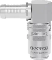 LUEDECKE Schnellverschlusskupplung Form H / INOX TempSecure 90° mit Ventil 9 / S6 - toolster.ch