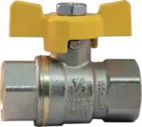 Vannes à bille à gaz F/F avec poignée papillon, filetage interne/interne R 1/4" - toolster.ch