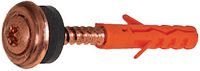 Linsensenk-Fassadenschrauben (Spenglerschrauben) INOX A2 / verkupfert mit Innensechsrund, Cuvette und Dichtscheibe und vormontiertem Nylondübel <br>Mungo<sup>®</sup>, Typ MN6 Ø 4.5 x 35 - brwtools.ch