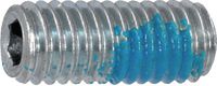 Gewindestifte mit Innensechskant, Tuflok<sup>®</sup>-Fleck beschichtet Stahl 45 H / verzinkt-blau und Kegelkuppe M 3 x  8 - toolster.ch