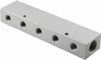 Barres de distribution, simple face 5 prises, en aluminium G 1/4" x G 1/8" - toolster.ch