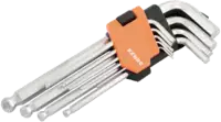 KENDO Sechskant-Winkelstiftschlüsselsatz mit Kugelkopf 9-teilig, 1.5...10 mm - toolster.ch