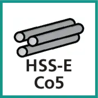 aus HSS-E Co5 (Schnellarbeitsstahl, enthält zusätzlich ca. 5 % Cobalt.)