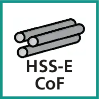 aus HSS-E CoF (Schnellarbeitsstahl, enthält zusätzlich ca. 5 % bis 8 % Cobalt, mit Feinkorn-Struktur)