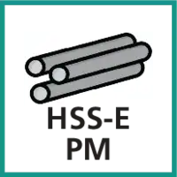 de HSS-E PM (acier rapide, contenant environ 5 % à 8 % de cobalt, variante frittée par métallurgie des poudres)