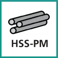 aus HSS-PM (Schnellarbeitsstahl, Pulvermetallurgisch gesinterte Variante)