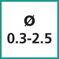 Nenngrösse Ø 0.3 - 2.5 mm