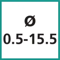 Nenngrösse Ø 0.5 - 15.5 mm