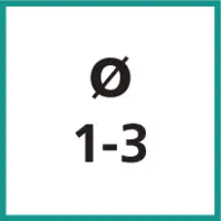 Taille nominale Ø 1 - 3 mm