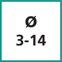 Taille nominale Ø 3 - 14 mm