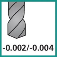 Tolérance de coupe du foret -0,002 / +0,004