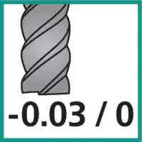 Tolérance de coupe de la fraise -0,03 / 0