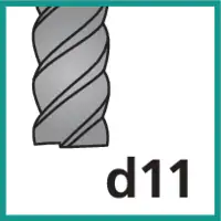Fräser Schneidentoleranz d11 (gemäss ISO 286 Passungsystem)