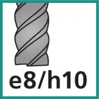 Fräser Schneidentoleranz e8 / h10 (gemäss ISO 286 Passungsystem)