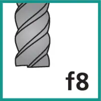 Fräser Schneidentoleranz f8 (gemäss ISO 286 Passungsystem)