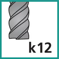 Fräser Schneidentoleranz k12 (gemäss ISO 286 Passungsystem)
