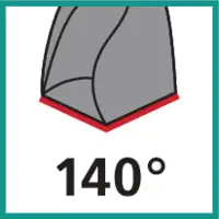 Angle de pointe 140°