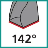 Angle de pointe 142°