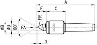 ROTOR Mitlaufende Zentrierspitze 60°, Main-Line, Typ DA-N, mit Druckanz. MK 2  (0241) - toolster.ch